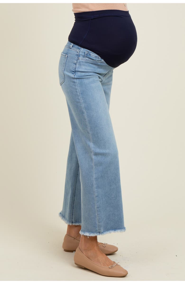 PinkBlush Fringe Hem Ankle Wide Leg Maternity Jeans, Alternate, color, Blue