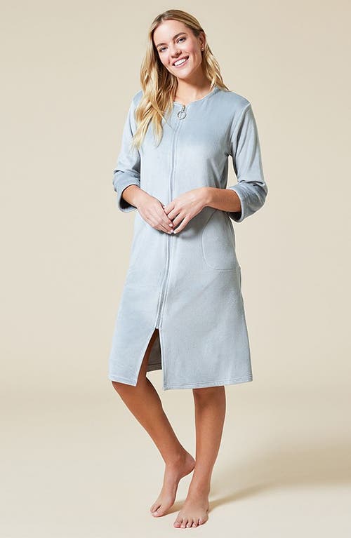 Softies Serenity 3/4 Sleeve Short Zip Robe In Grey