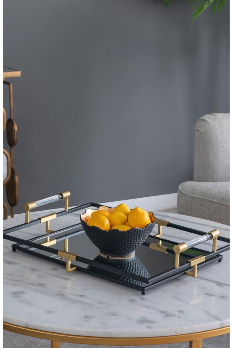 Set of Two Tribute Rectangle Mirror Tray, Alternate, color, GOLD