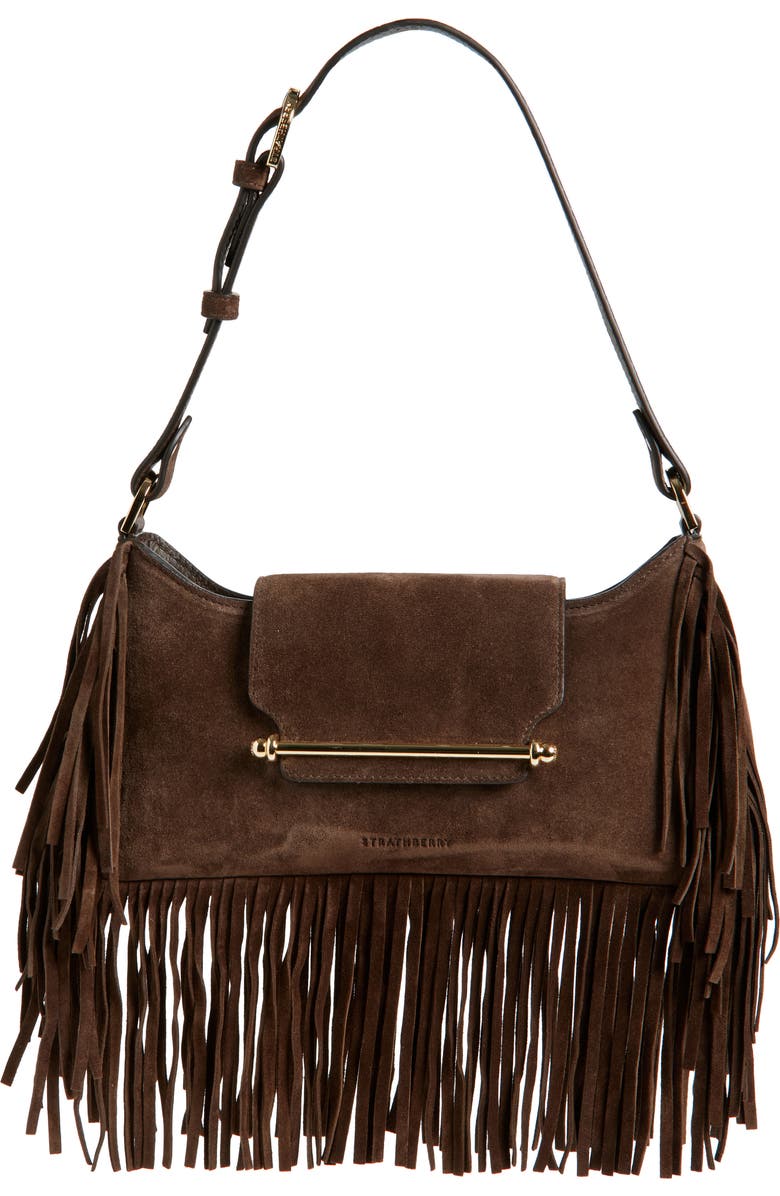 Strathberry x Cinq à Sept Multrees Omni Fringe Suede Hobo Bag, Main, color,