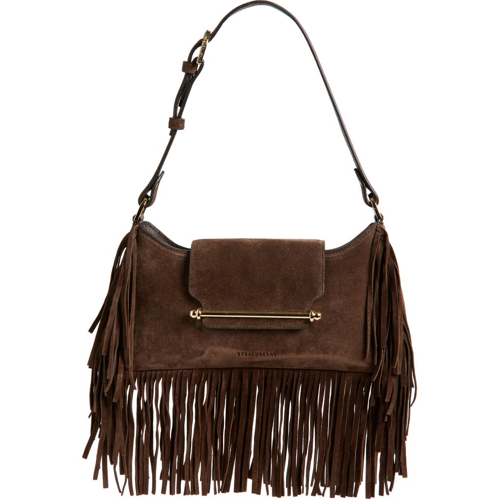Strathberry X Cinq À Sept Multrees Omni Fringe Suede Hobo Bag In Brown