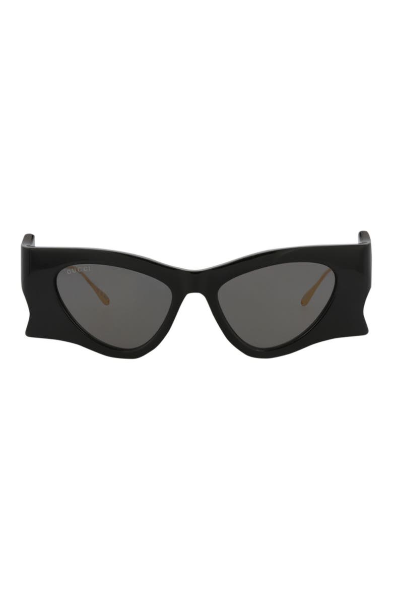 51mm Cat Eye Sunglasses, Main, color, BLACK GOLD GREY