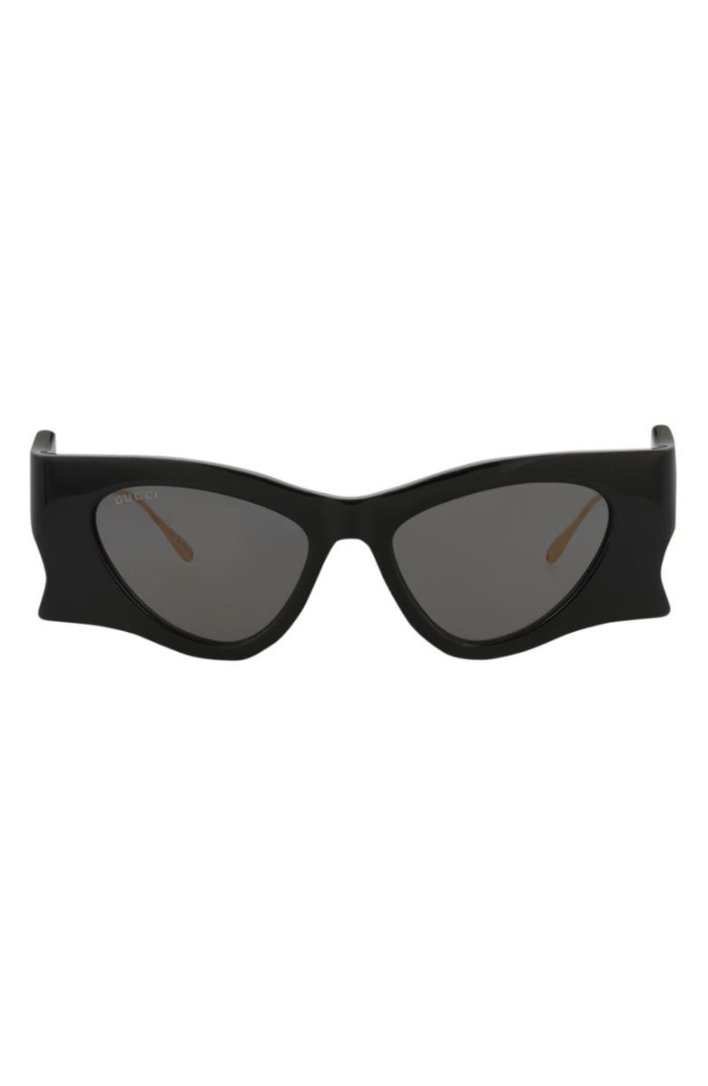 Gucci 51mm Cat Eye Sunglasses, Main, color, Black Gold Grey