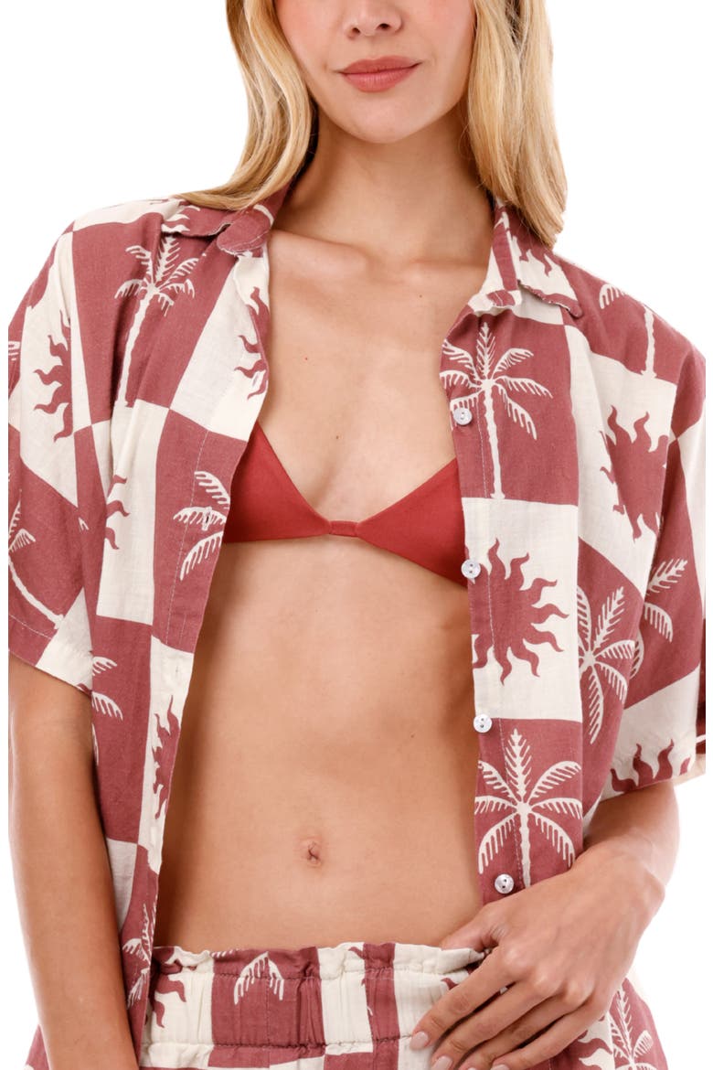 Sunrise Palm Twyla Cotton Cover-Up Shirt, Alternate, color, SUNRISE PALM