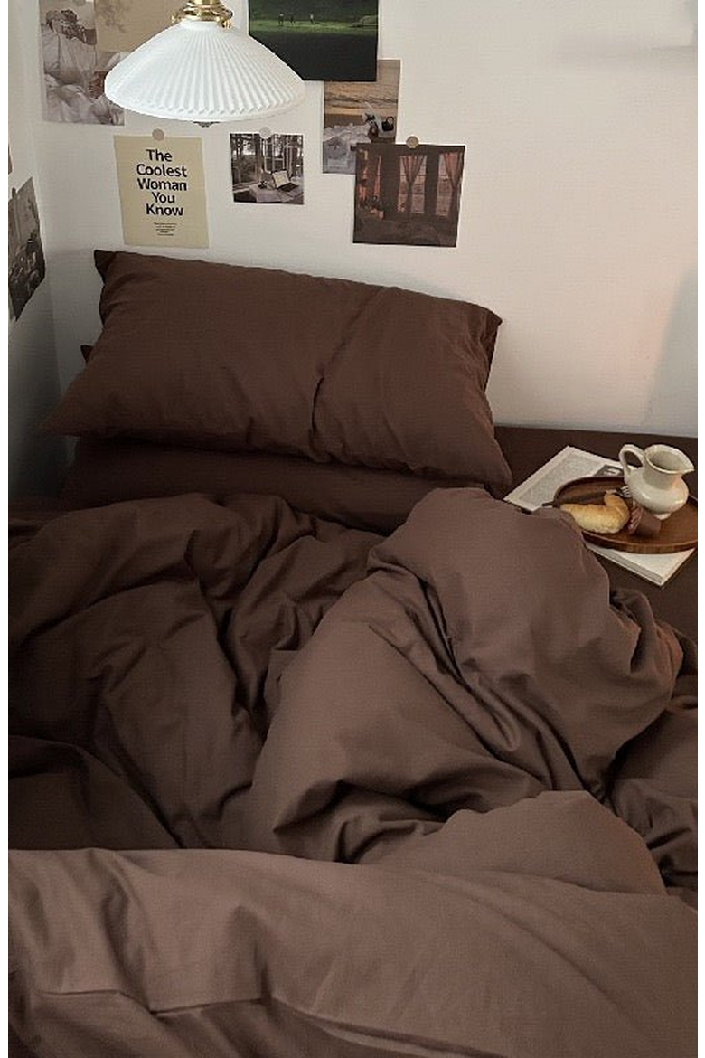 Latte Modern Minimalist Bedding Set, Alternate, color, Latte Brown, Flat