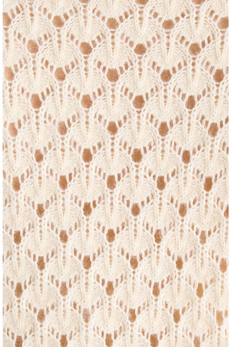 Mixed Pointelle Stitch Cotton, Alpaca & Silk Blend Cardigan, Alternate, color, ICONIC MILK