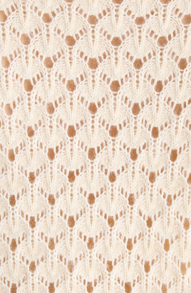 Chloé Mixed Pointelle Stitch Cotton, Alpaca & Silk Blend Cardigan, Alternate, color, Iconic Milk