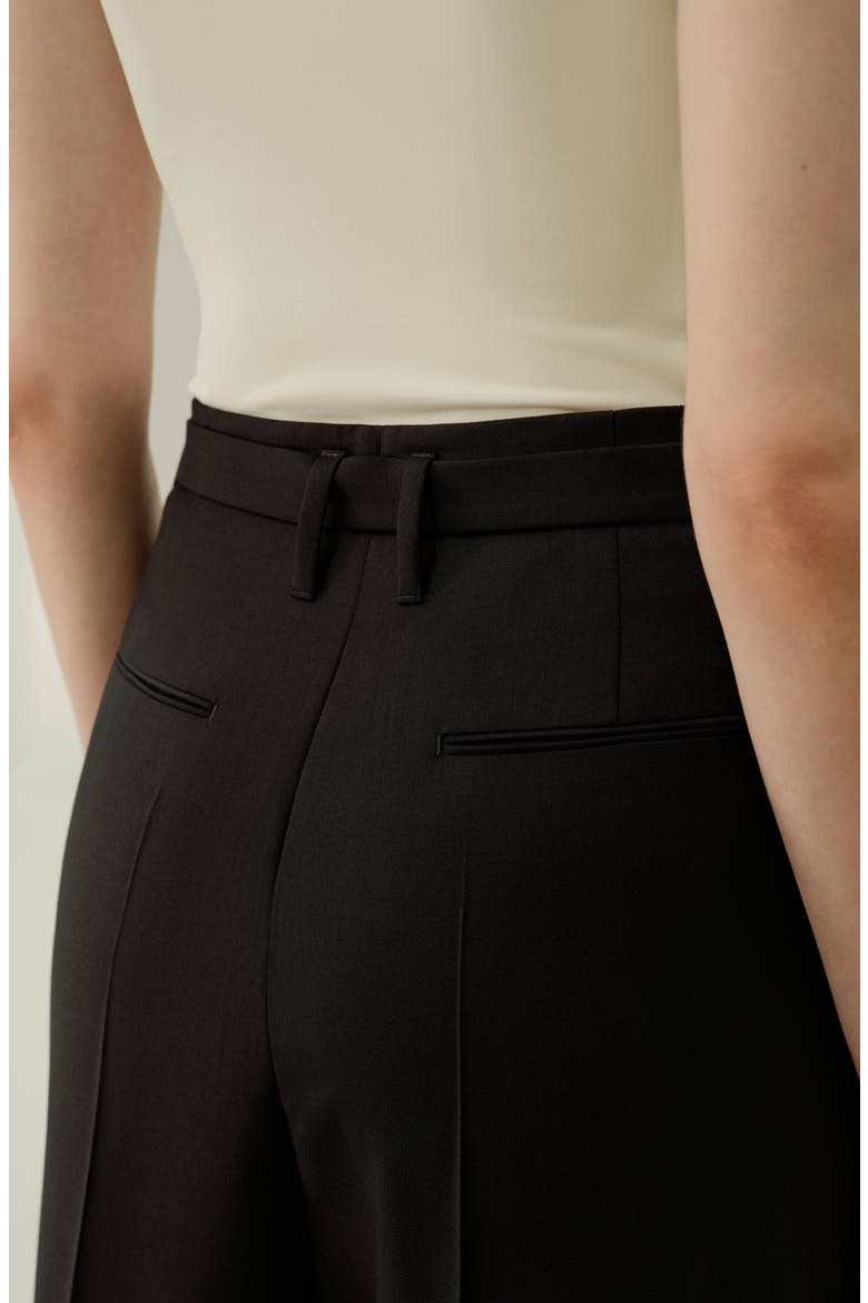 Women's Silk-Wool Blend High-Waisted Wide-Leg Pants, Alternate, color, Black