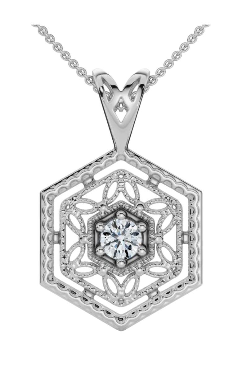 Bliss Diamond Solitaire EX3 Lab Grown Diamond Vintage Pendant 14K Gold 17.65mm, Main, color, 