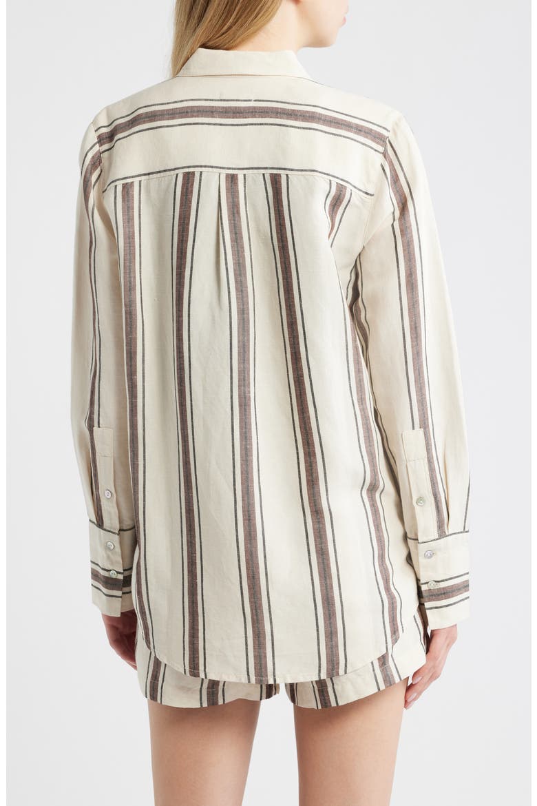 Knox Variegated Stripe Linen Blend Button-Up Shirt, Alternate, color, SEQUOIA STRIPE
