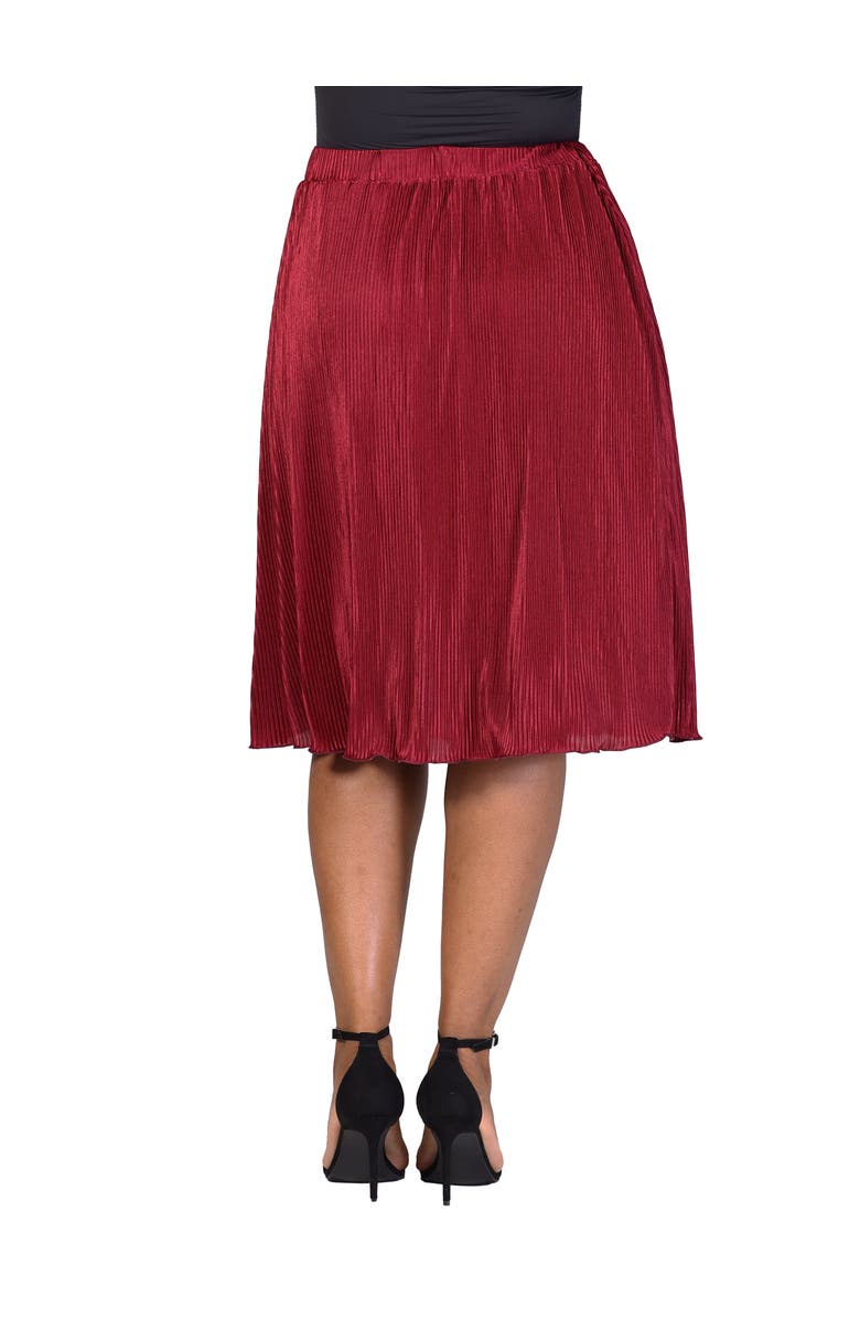 24seven Comfort Apparel Elastic Waistband Party Midi Skirt, Alternate, color, Wine