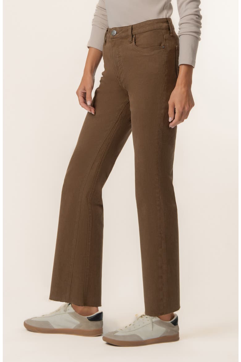 Kelsey Fab Ab Raw Hem High Waist Ankle Flare Jeans, Alternate, color, PECAN