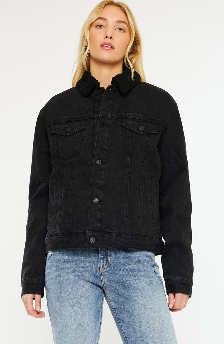 KanCan Sonny Trucker Jacket, Main, color, Black