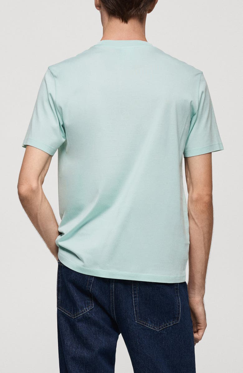 MANGO Slim Fit Cotton T-Shirt, Alternate, color, Aqua Green