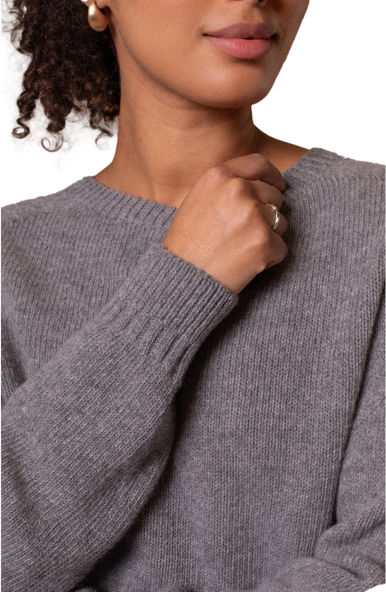 Celtic & Co. Boxy Saddle Shoulder Crew Neck Sweater, Alternate, color, Light Grey