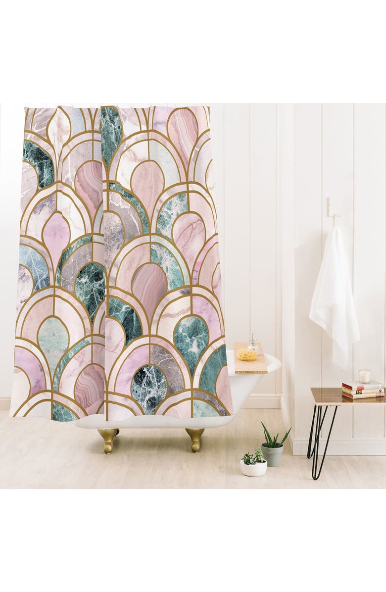 Deny Designs Rose Gold Marble Inlay Shower Curtain, Alternate, color, Multi