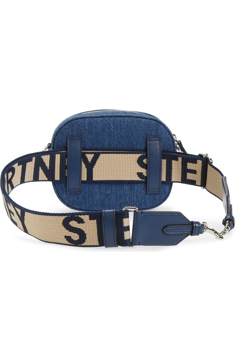 Stella McCartney Eco Studded Logo Organic Denim Belt Bag, Alternate, color,