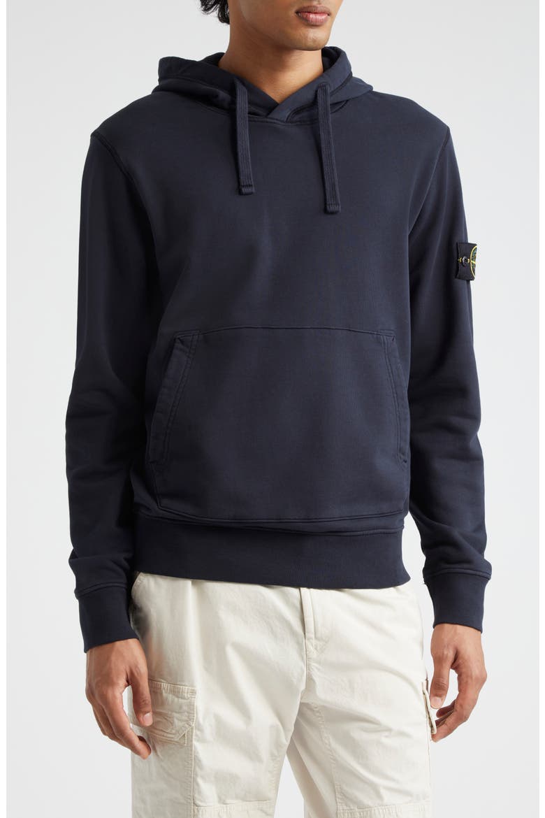 Logo Patch Cotton Hoodie, Main, color, NAVY BLUE