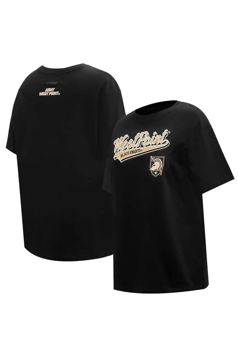 Women's Pro Standard Black Army Black Knights Script Tail Oversized Boyfriend T-Shirt, Alternate, color, Black