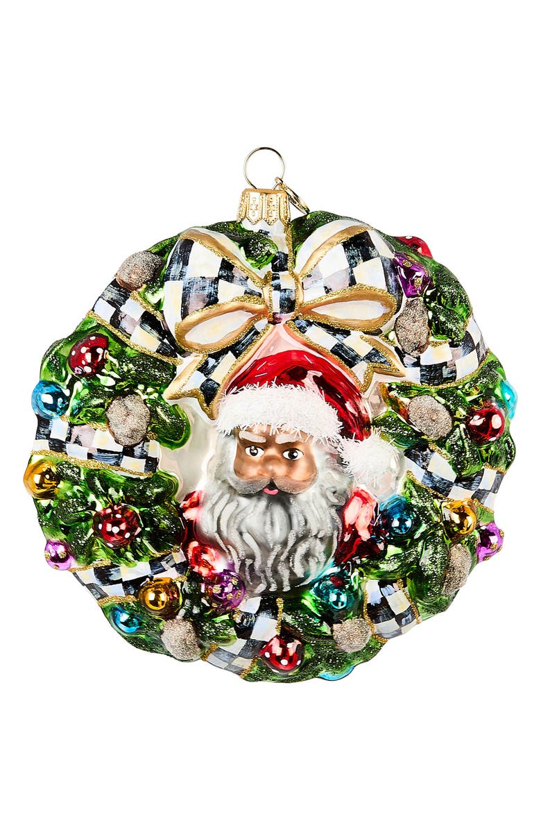 MACKENZIE CHILDS 2025 Here Comes Santa Wreath Ornament, Main, color, Green