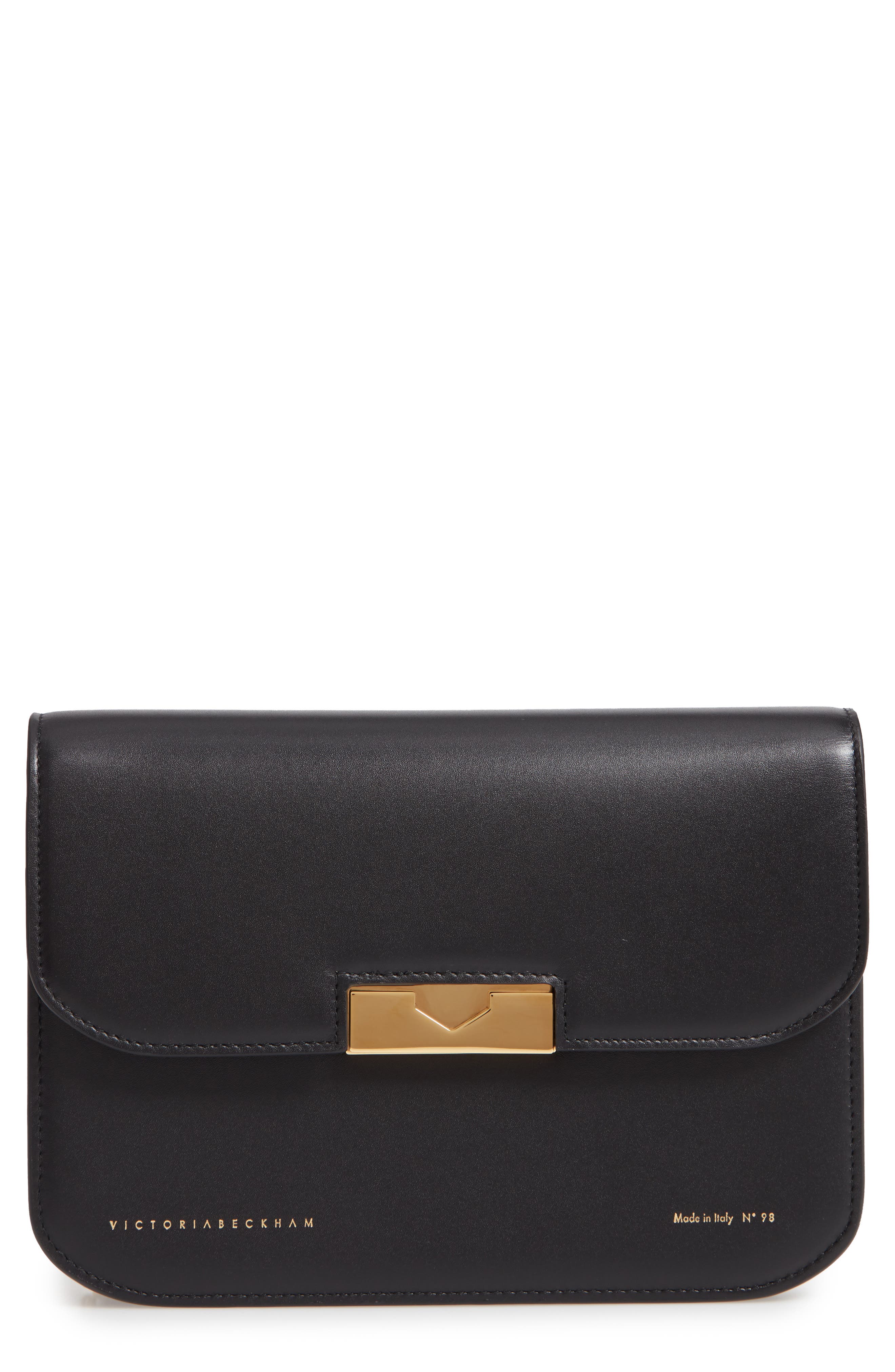 Victoria Beckham Eva Leather Clutch, Main, color, 