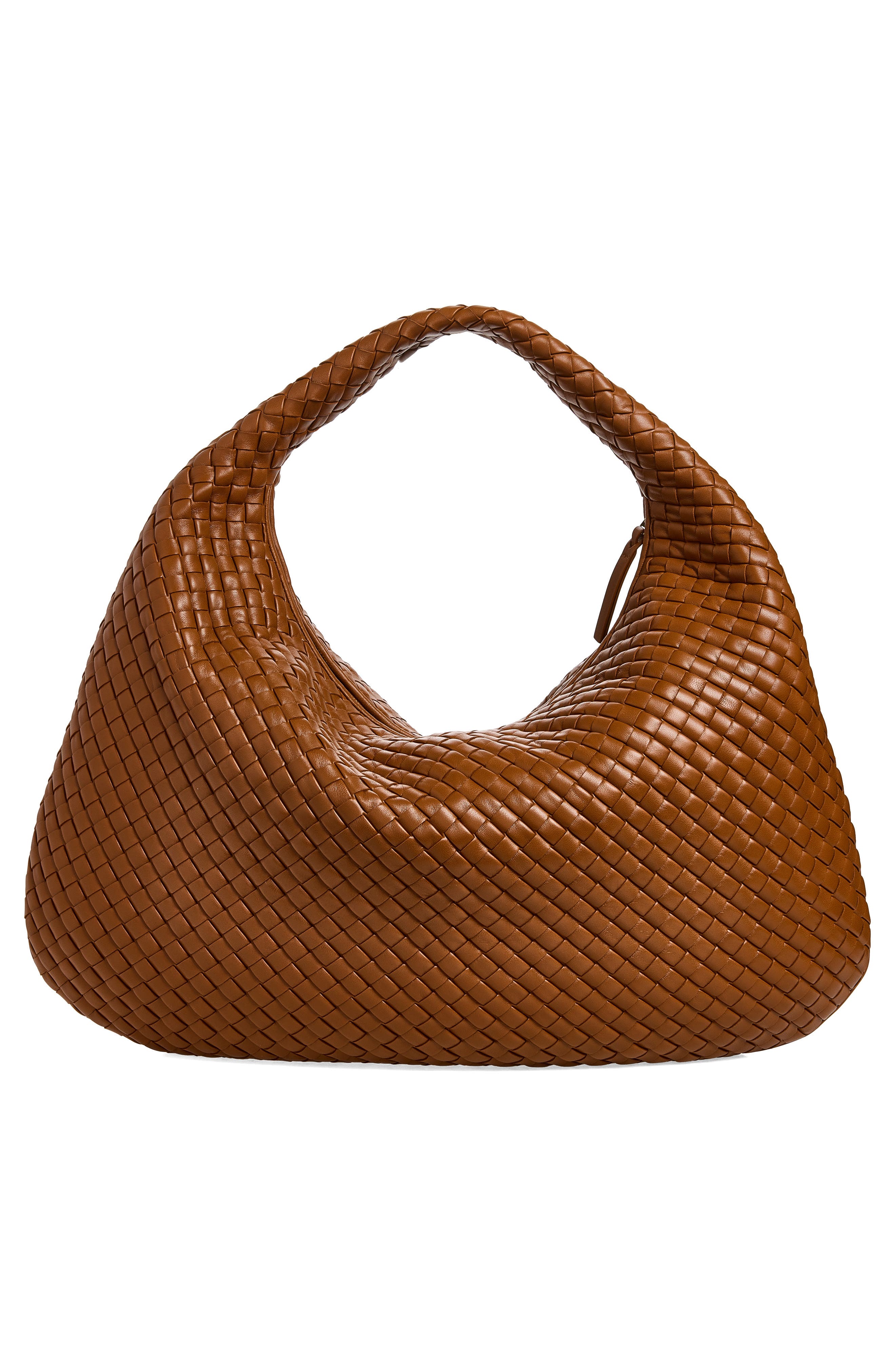 Maxi Intrecciato Leather Shoulder Bag, Alternate, color, TANNIN BRASS