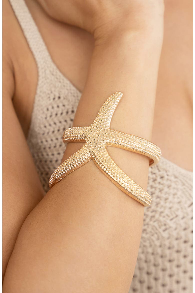 Starfish Cuff Bracelet, Alternate, color, GOLD