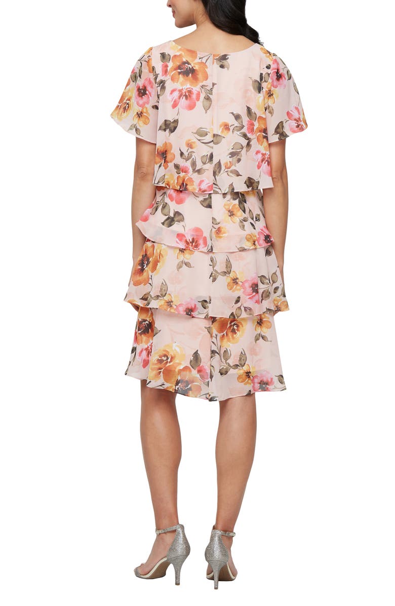 SL FASHIONS Tiered Dress, Alternate, color, Pink Multi