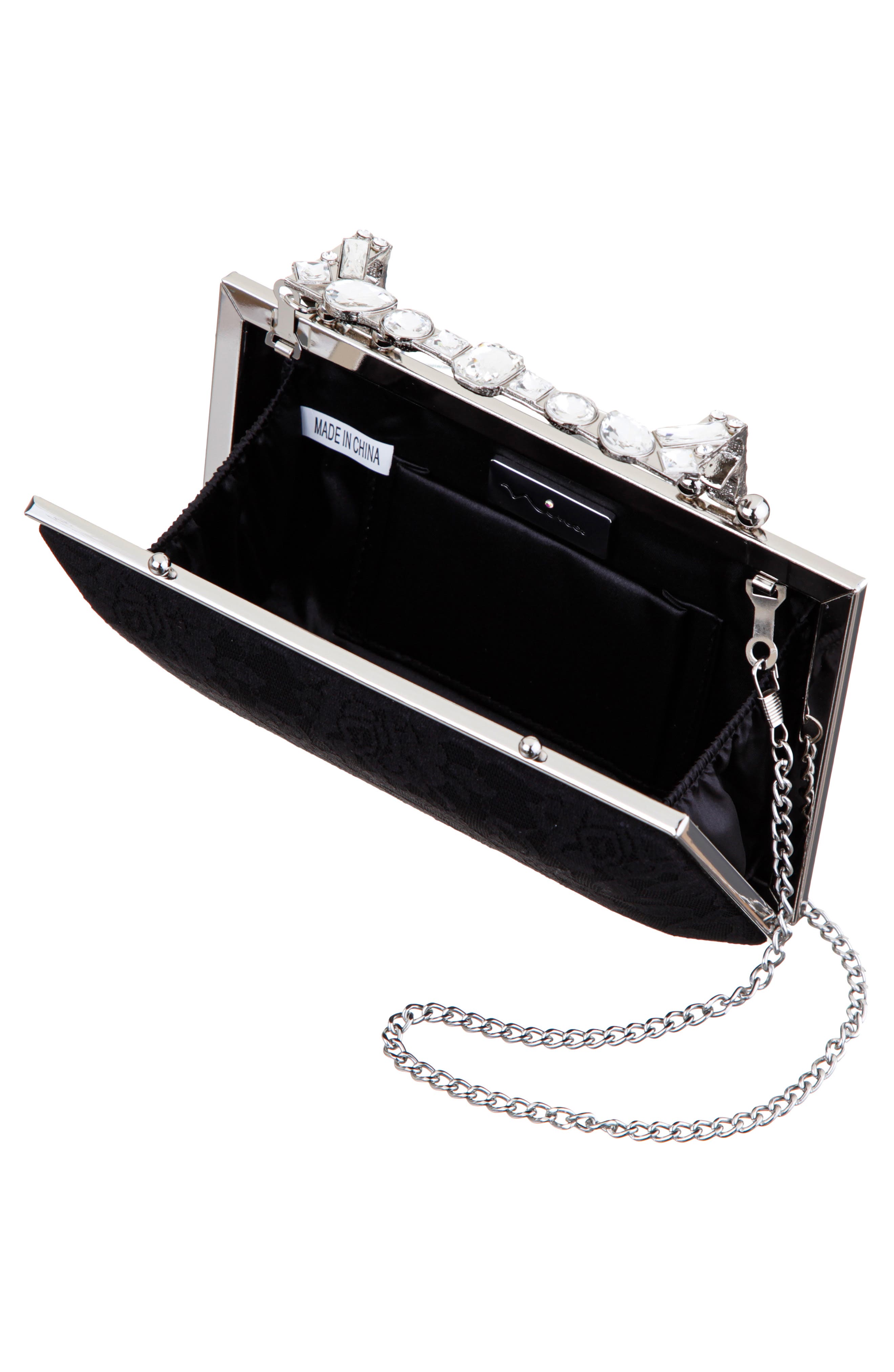 Nina Boujee Crystal Lace Clutch, Alternate, color, Black