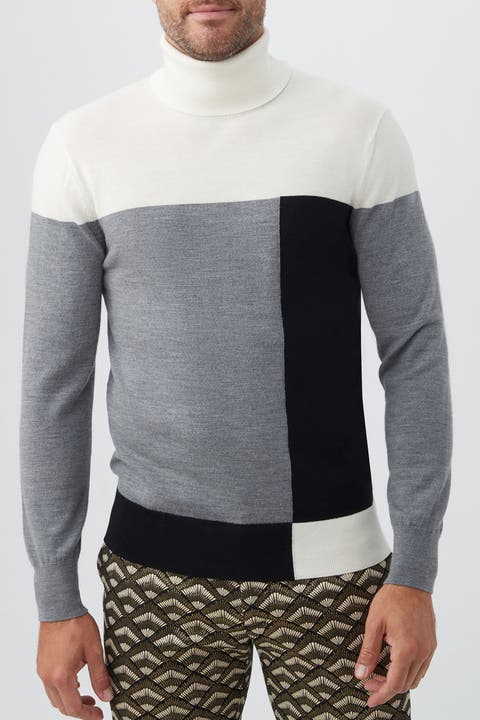 Callisto Color Block Turle Neck Sweater