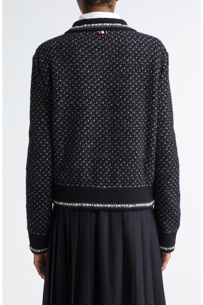 Tweed Knit Bomber Cardigan, Alternate, color, BLACK