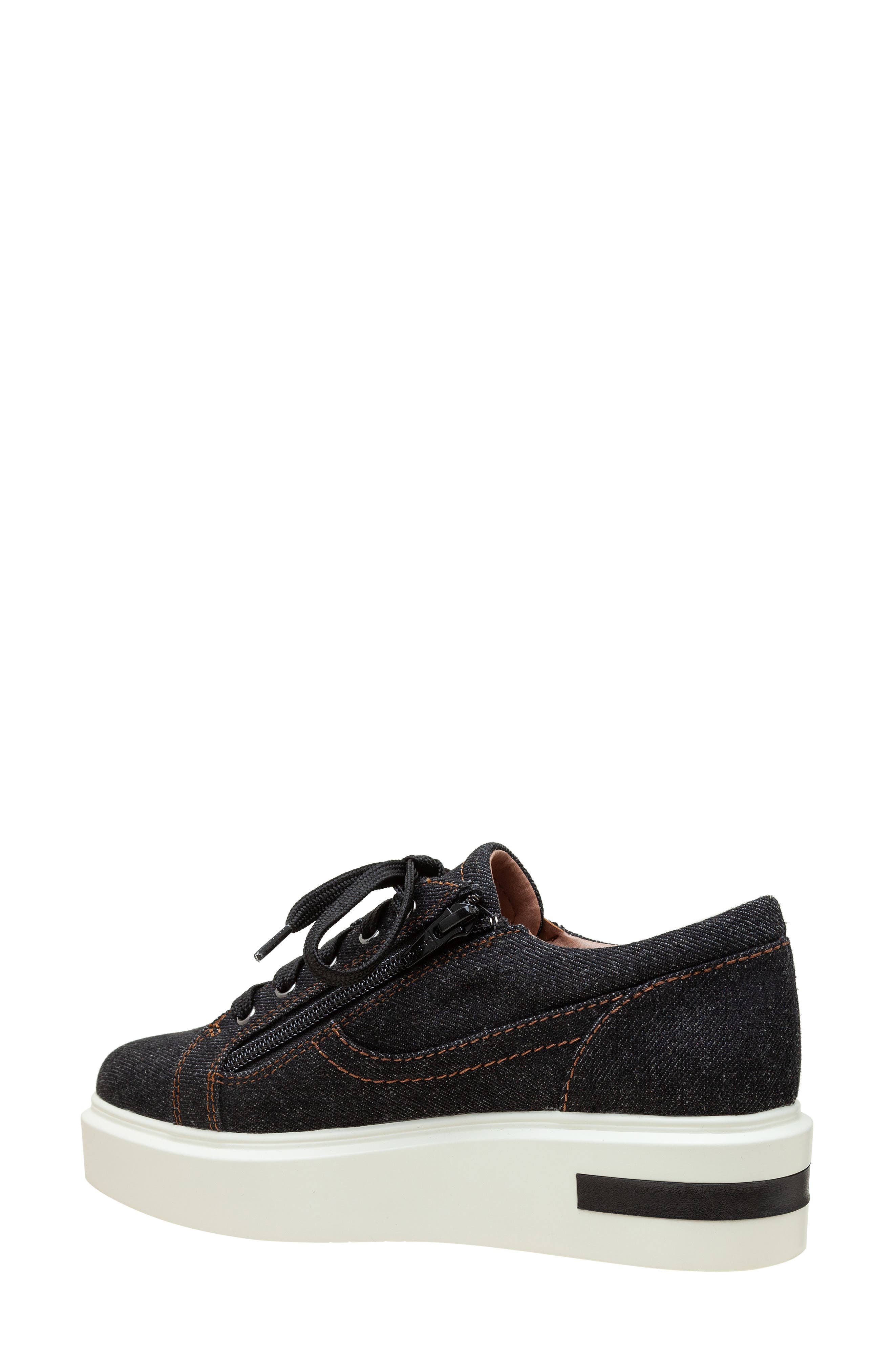 Linea Paolo Kalula Denim Zip Sneaker, Alternate, color, Black Denim