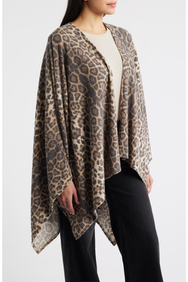 Leopard Print Shawl, Alternate, color, BROWN