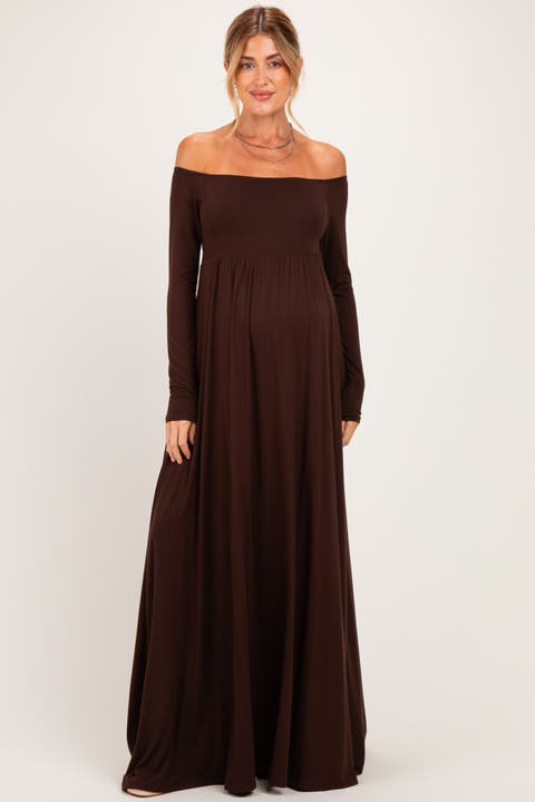 Off Shoulder Maternity Maxi Dress