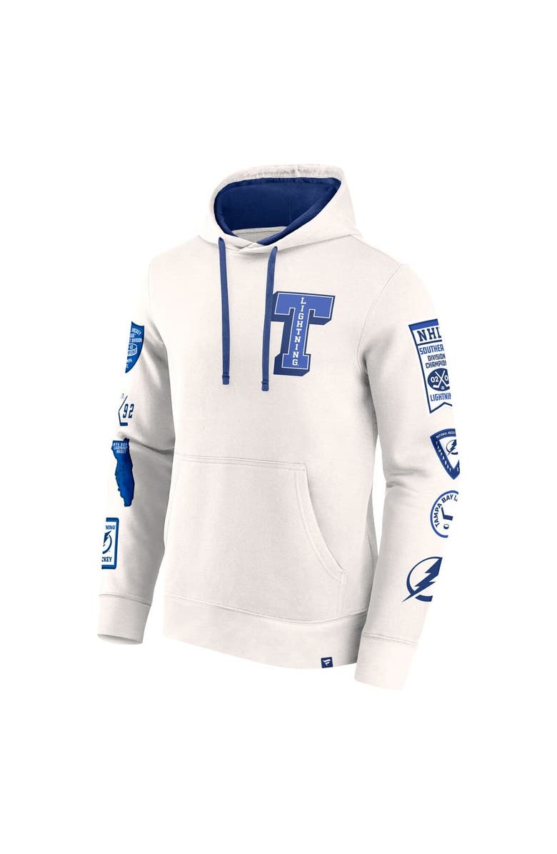 FANATICS Men's Fanatics White Tampa Bay Lightning Letterman Fleece Pullover Hoodie, Alternate, color, 