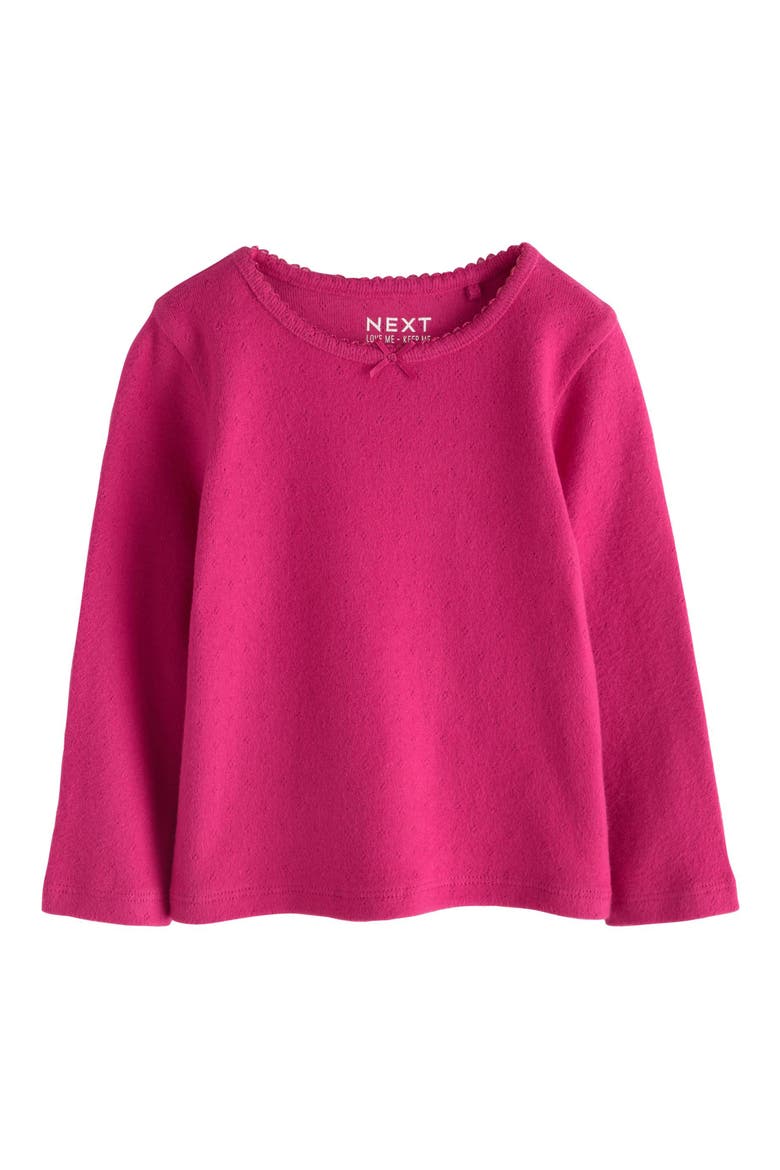 Kids' Long Sleeve Cotton Pointelle Top, Main, color, PINK