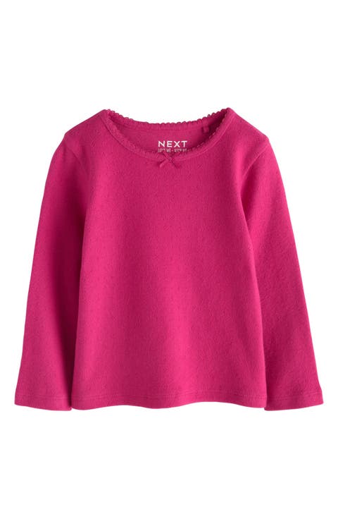Kids' Long Sleeve Cotton Pointelle Top