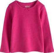NEXT Kids' Long Sleeve Cotton Pointelle Top