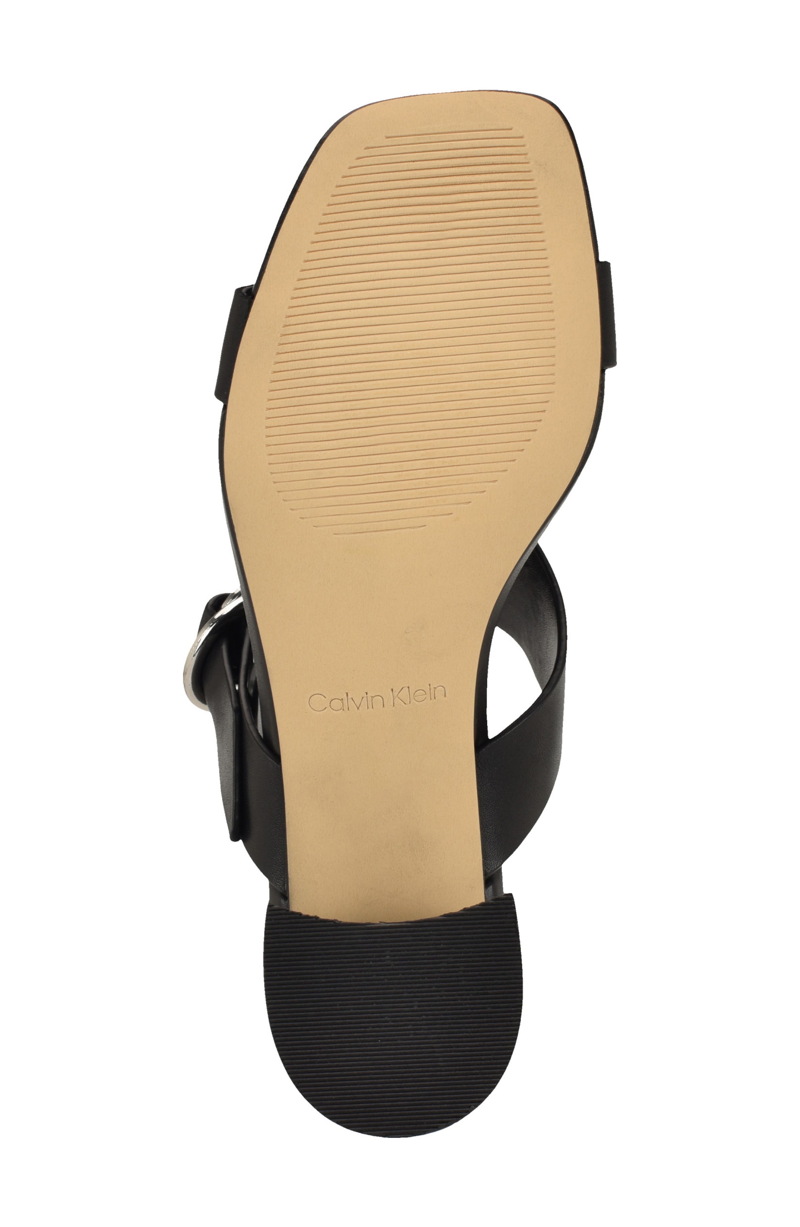 Calvin Klein Vevia Slide Sandal, Alternate, color, Black Leather