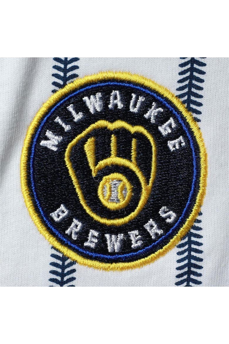 Infant White Milwaukee Brewers Pinstripe Power Hitter Coverall, Alternate, color, White