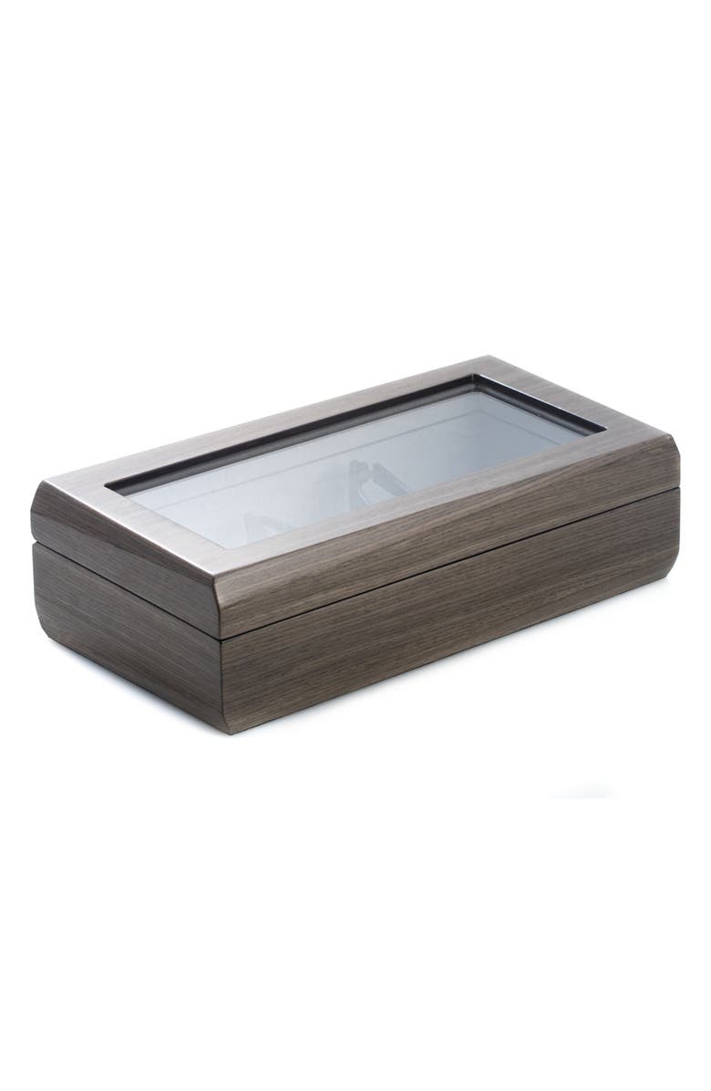 Bey-Berk Gray Lacquered Wood Glasses Storage Case, Main, color, Grey