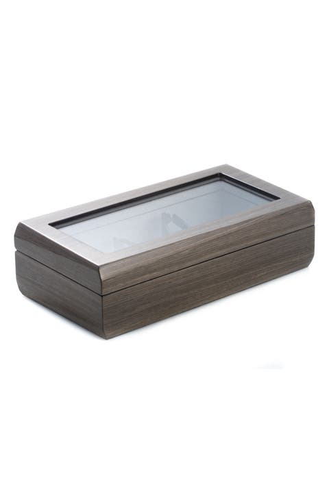 Gray Lacquered Wood Glasses Storage Case
