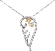 Haus of Brilliance 10K Yellow Gold over Silver 1/4 Cttw Diamond Angel Wing Pendant Necklace