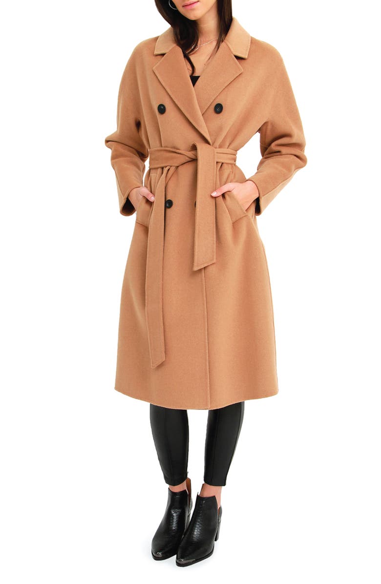 Belle & Bloom Boss Girl Double Breasted Wool Coat, Main, color, Camel