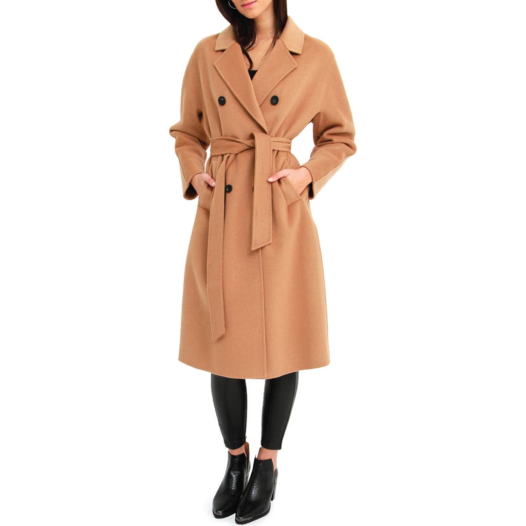 Belle & Bloom Boss Girl Double Breasted Wool Coat In Brown