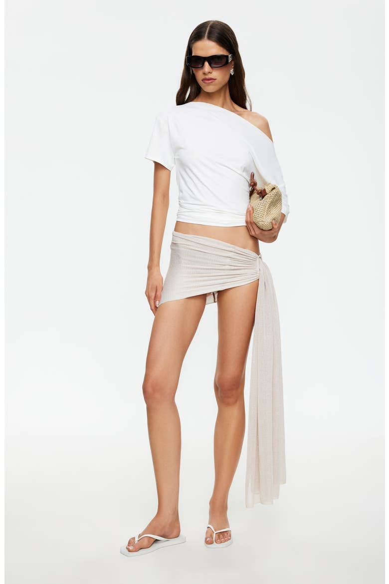 Merci O-Ring Side Sash Miniskirt, Alternate, color, SAND