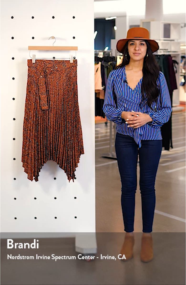 Tiny Leopard Pleated Belted Midi Skirt, sales video thumbnail