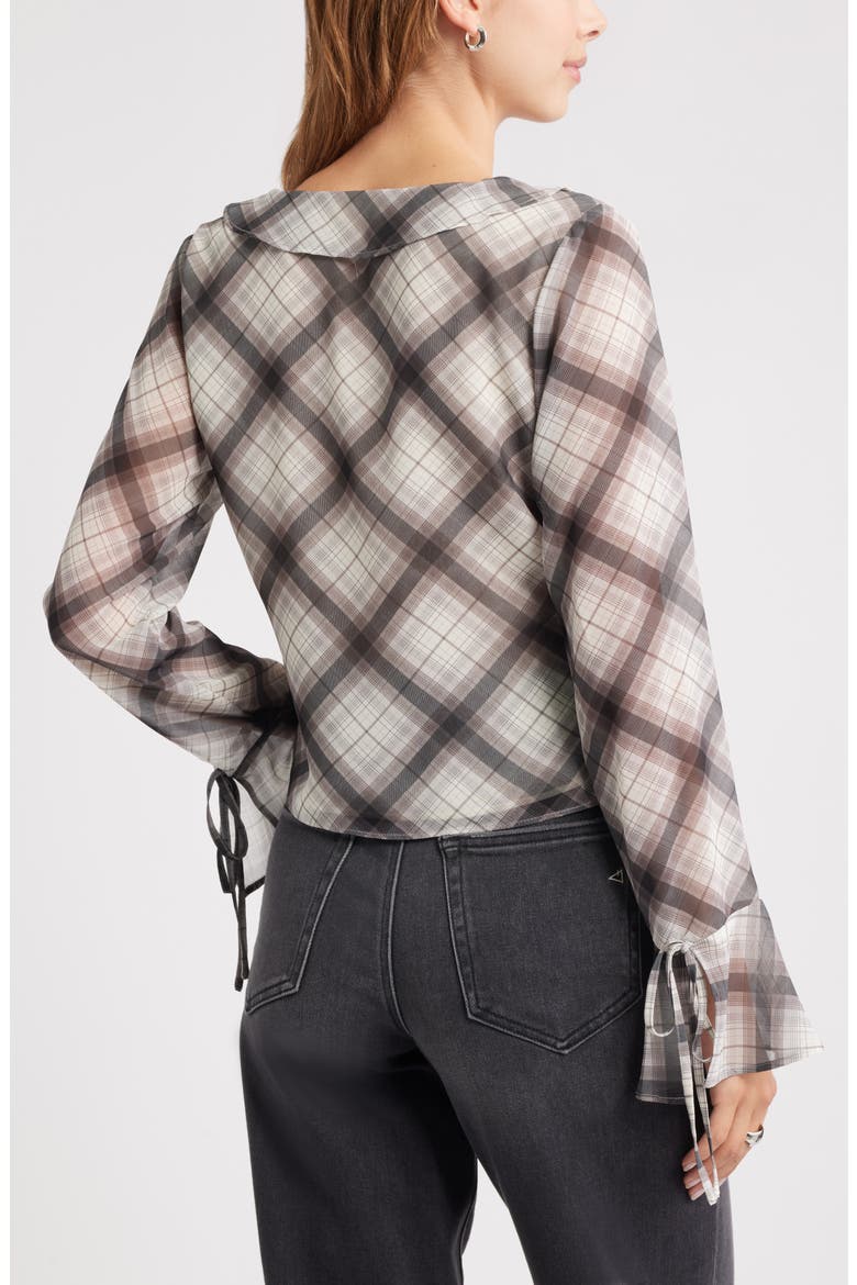 Ruffle Chiffon Top, Alternate, color, GREY REESE PLAID