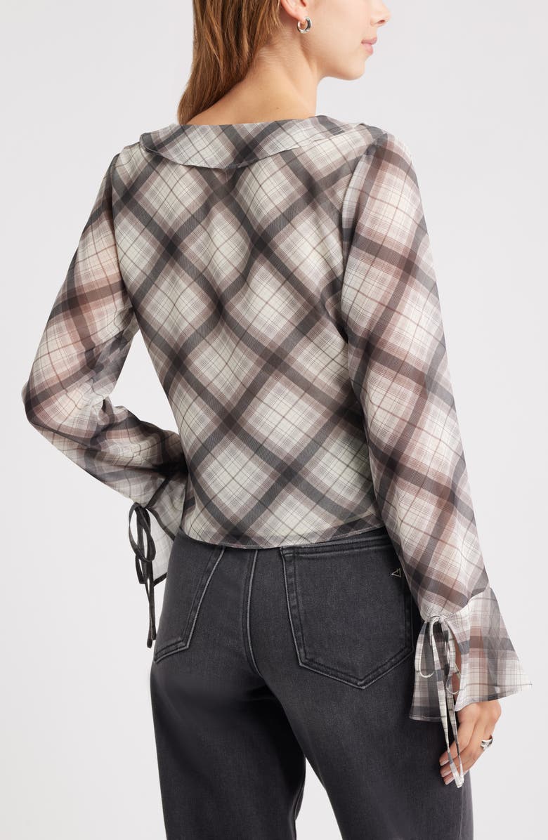 Open Edit Ruffle Chiffon Top, Alternate, color, Grey Reese Plaid