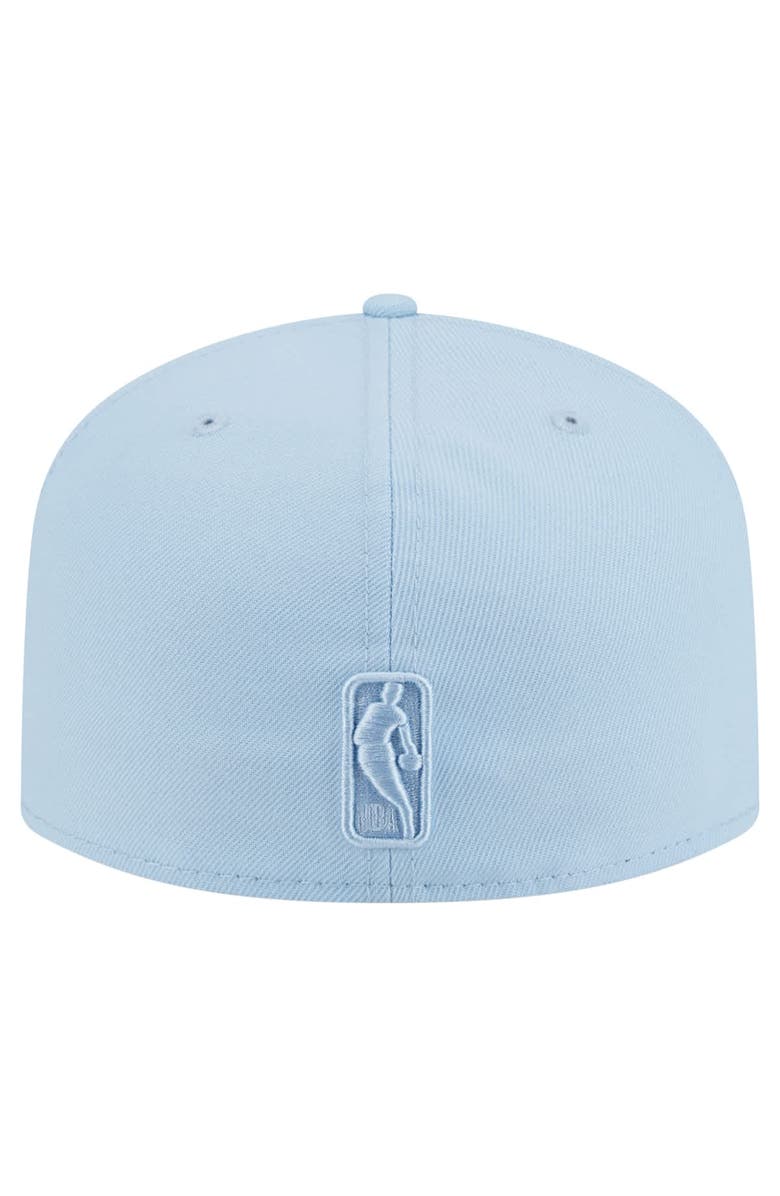 New Era Men's New Era  Light Blue New York Knicks Colorpack A-Frame Pinch Front 59FIFTY Fitted Hat, Alternate, color, 
